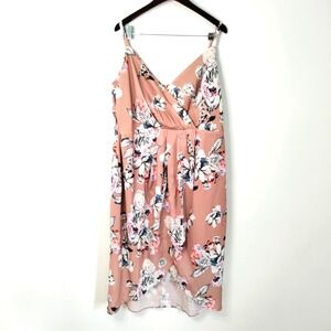 City Chic Delicate Rose Tulip Women 20 Babydoll Halter Lined Front Split Dress‎